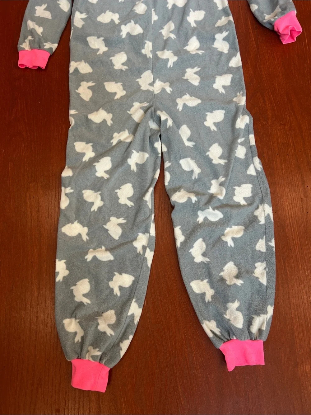 Forever 21 Grey Hooded Kids Onesie with Pink Trim